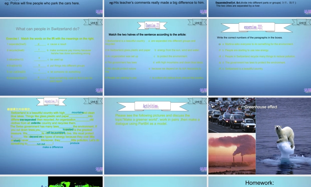 江苏省溧水县孔镇中学八年级英语下册 Unit 8 A green world Reading课件2 .ppt