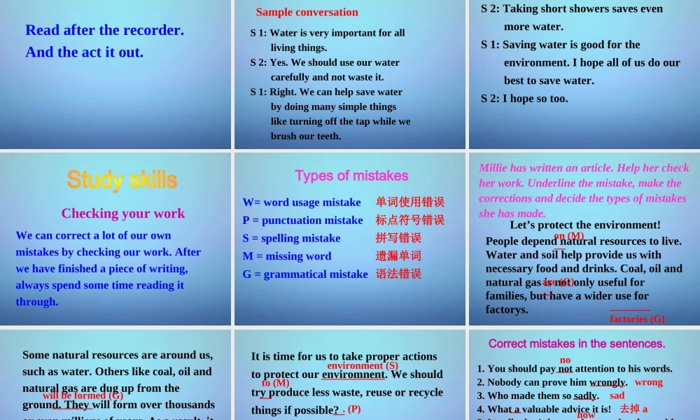 江苏省溧水县孔镇中学八年级英语下册 Unit 8 A green world Study skills课件 .ppt