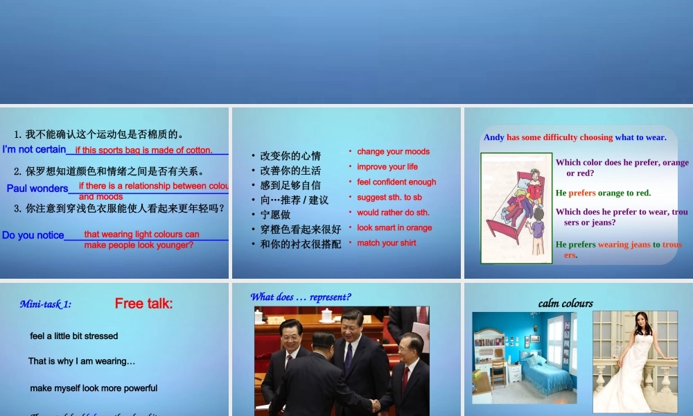 江苏省溧水县孔镇中学九年级英语上册 Unit 2 Colour Task课件 .ppt