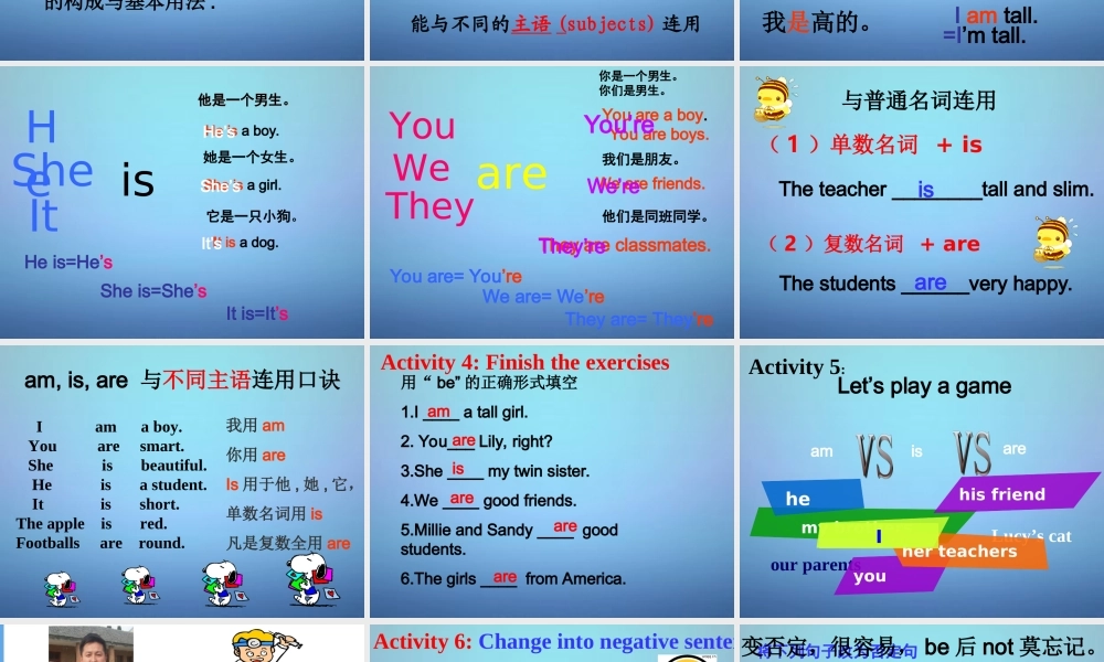 江苏省溧水县孔镇中学七年级英语上册 Unit 1 This is me Grammar课件 .ppt