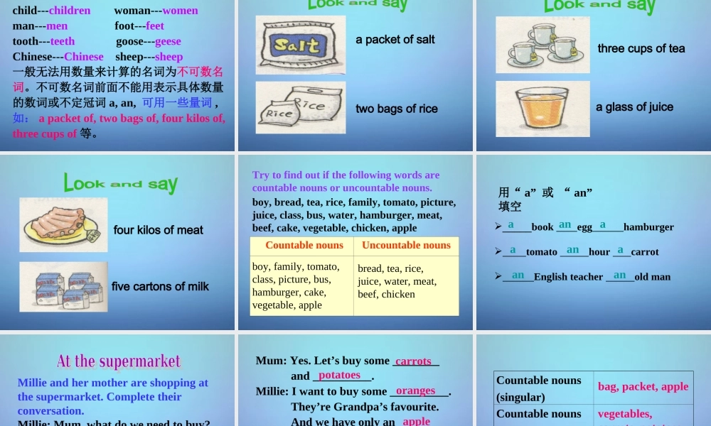 江苏省溧水县孔镇中学七年级英语上册 Unit 6 Food and lifestyle Grammar课件 .ppt