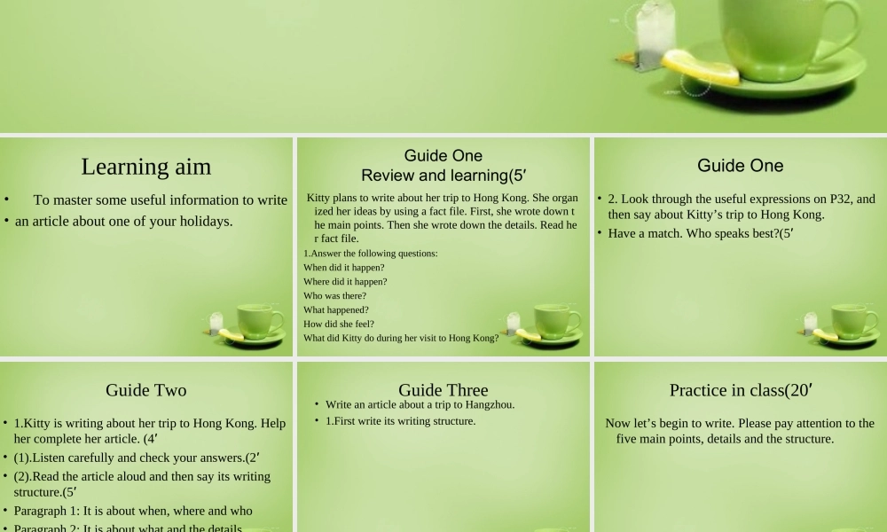 江苏省连云港市东海县晶都双语学校八年级英语下册 Unit 2 Travelling Task课件 .ppt