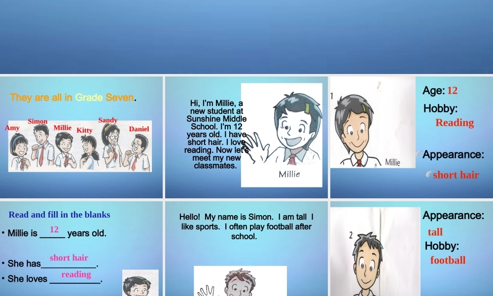 江苏省南京师范大学附属中学新城初级中学怡康街分校七年级英语上册 Unit 1 This is me reading 1课件 .ppt