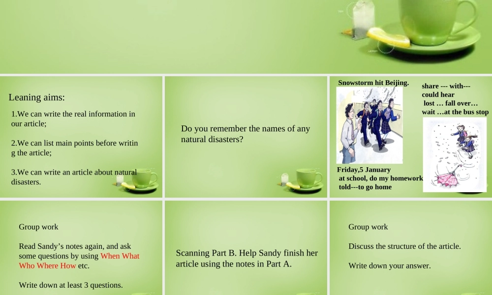 江苏省南京师范大学附属中学八年级英语上册 Unit 8 Natural disasters课件.ppt