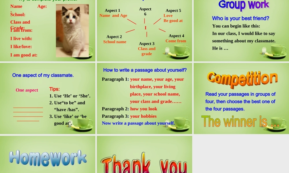 江苏省连云港市海庆中学七年级英语上册 Unit 1 This is me Main task课件 .ppt