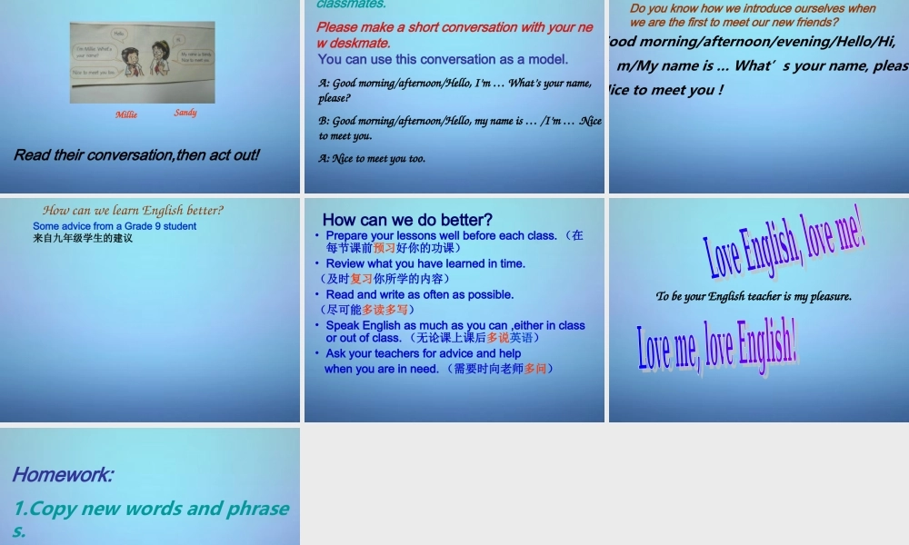 江苏省南京师范大学附属中学新城初级中学怡康街分校七年级英语上册 Unit 1 This is me Welcome to the unit课件 .ppt