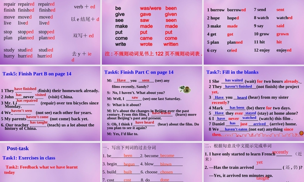 江苏省南京市长城中学八年级英语下册 Unit 1 Past and Present Grammar课件 .ppt