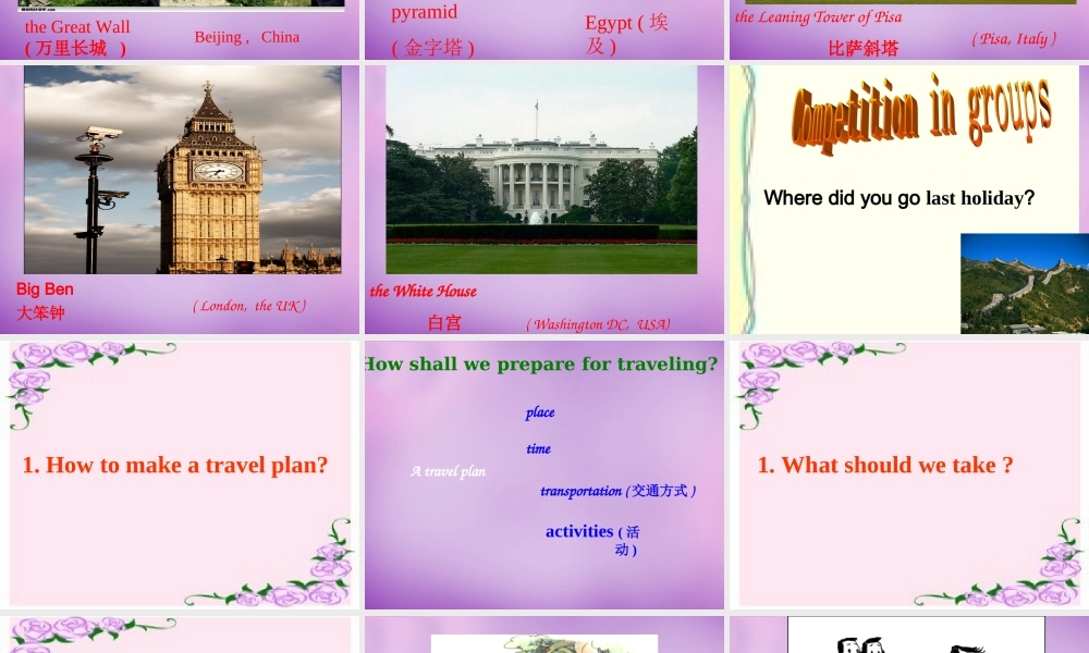 江苏省南京市长城中学八年级英语下册 Unit 2 Travelling Welcome to the unit课件 .ppt