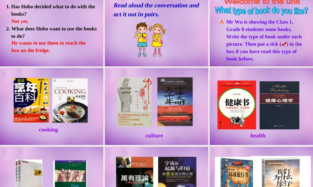 江苏省南京市长城中学八年级英语下册 Unit 4 A good read Welcome to the unit课件 .ppt