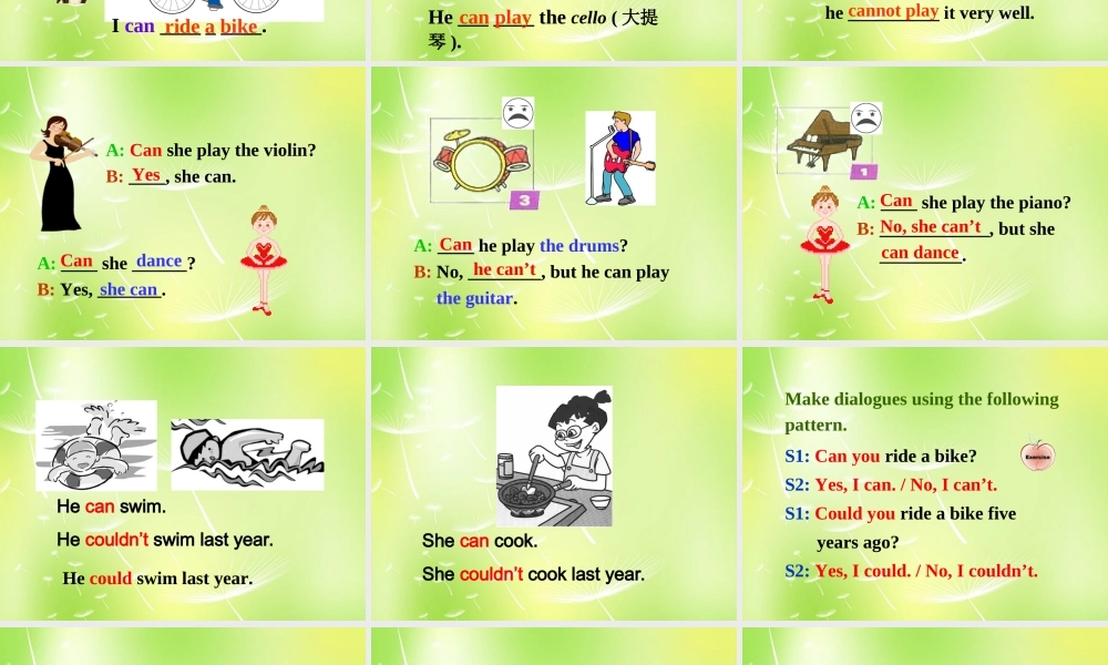 江苏省南京市长城中学七年级英语下册 Unit 7 Abilities Grammar课件 .ppt