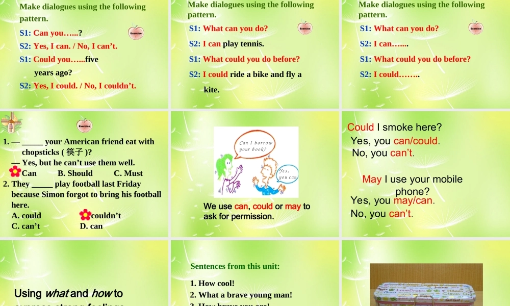 江苏省南京市长城中学七年级英语下册 Unit 7 Abilities Grammar课件 .ppt