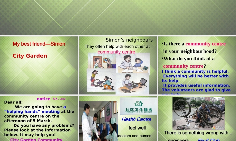 江苏省启东市南苑中学七年级英语下册 Unit 2 Neighbours Task课件 .ppt