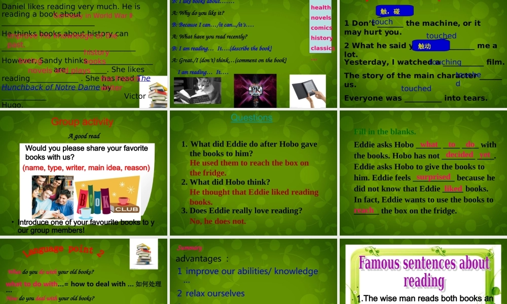 江苏省苏州市高新区第三中学校八年级英语下册 Unit 4 A good read Welcome to the Unit课件 .ppt