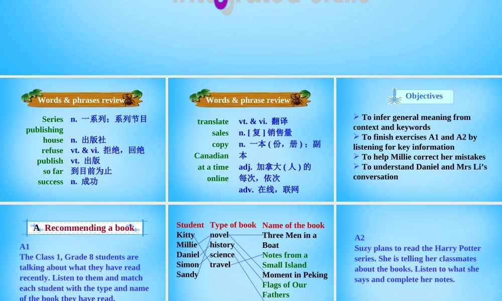 江苏省宿迁市泗洪县育才实验学校八年级英语下册 Unit 4 A good read P4 Integrated skills课件 .ppt