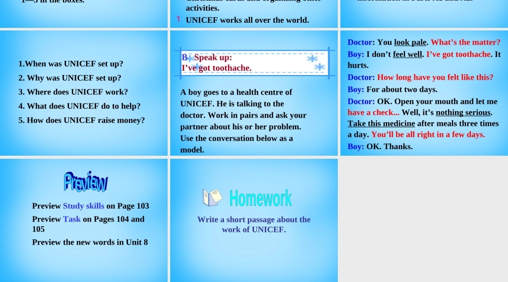 江苏省宿迁市泗洪县育才实验学校八年级英语下册 Unit 7 International Charities P4 Integrated Skills课件 .ppt