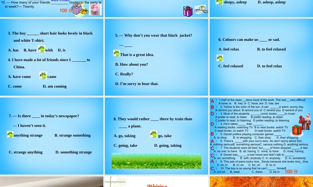 江苏省泰州市沈毅中学九年级英语上册 Unit 2 Colour Revision课件 .ppt