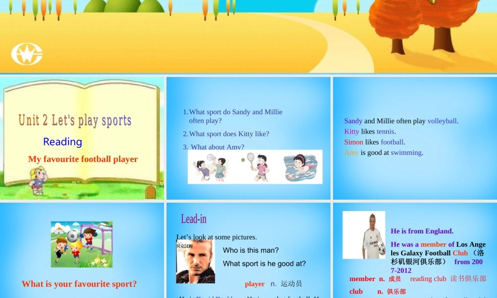 江苏省泰州市沈毅中学七年级英语上册 Unit 2 Let’s play sports Reading课件 .ppt