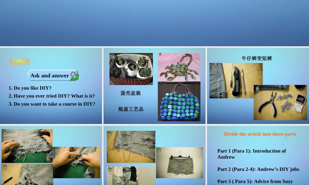 江苏省兴化市昭阳湖初级中学八年级英语上册 Unit 4 Do it yourself Reading课件1.ppt