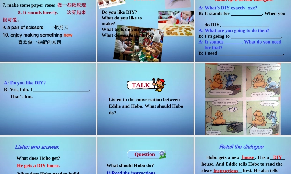 江苏省兴化市昭阳湖初级中学八年级英语上册 Unit 4 Do it yourself Welcome to the Unit课件1.ppt