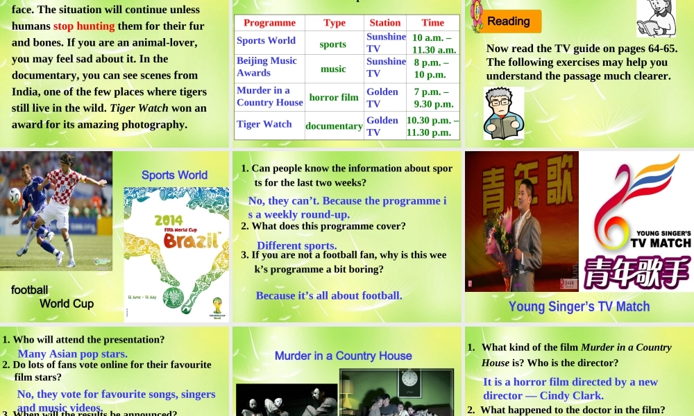 江苏省兴化市昭阳湖初级中学九年级英语上册《Unit 6 TV programmes Reading》课件 .ppt