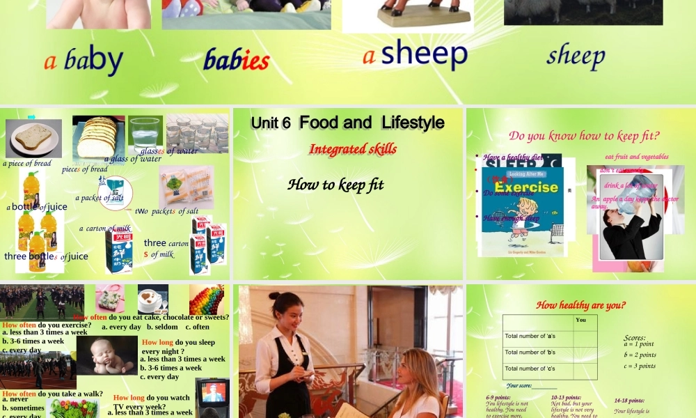 江苏省兴化市昭阳湖初级中学七年级英语上册 Unit 6 Food and Lifestyle integrate skills课件 .ppt