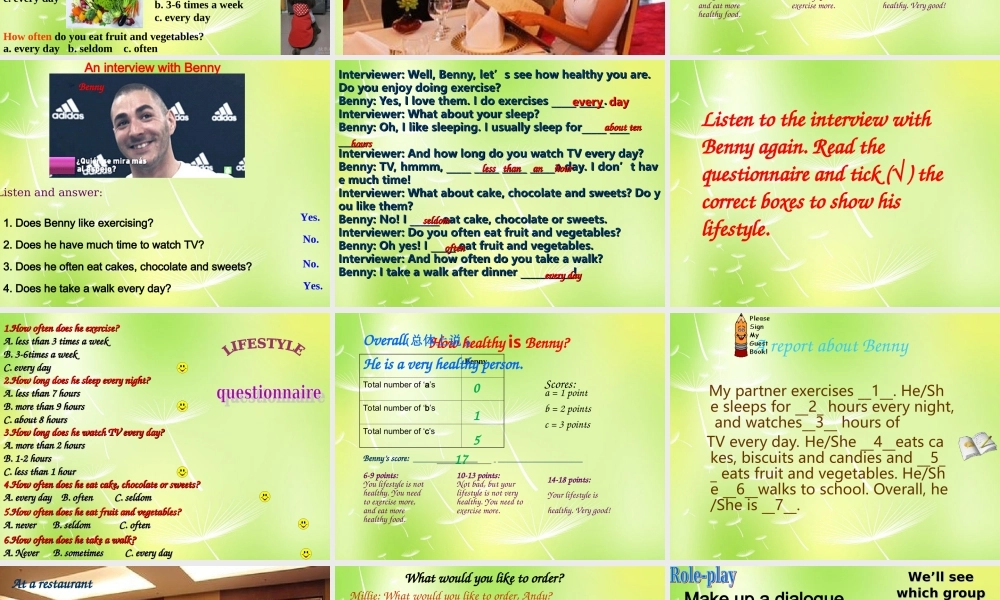 江苏省兴化市昭阳湖初级中学七年级英语上册 Unit 6 Food and Lifestyle integrate skills课件 .ppt