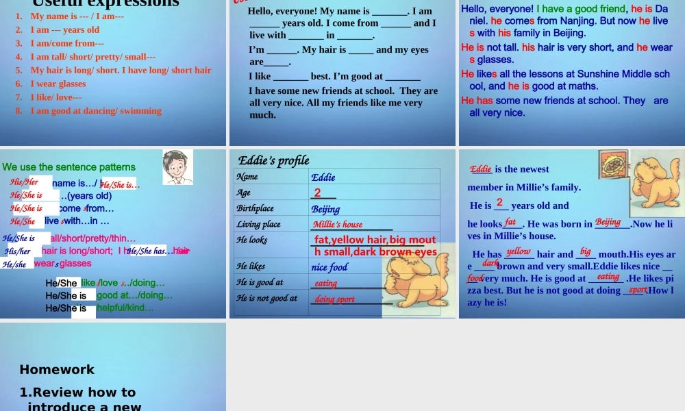 江苏省兴化市昭阳湖初级中学七年级英语上册《Unit 1 This is me》task课件 .ppt