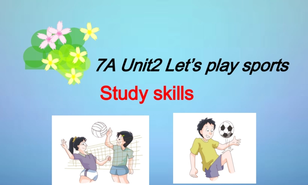 江苏省兴化市昭阳湖初级中学七年级英语上册《Unit 2 Let's play sports》Study skills课件 .ppt