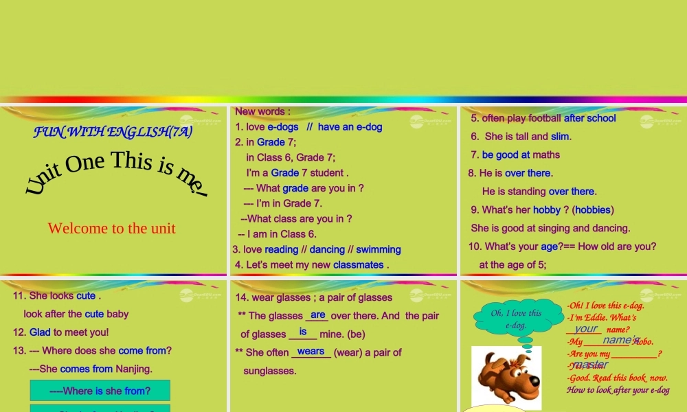 江苏省徐州市黄山外国语学校七年级英语上册《Unit 1 This is me Welcome to the unit》课件 .ppt