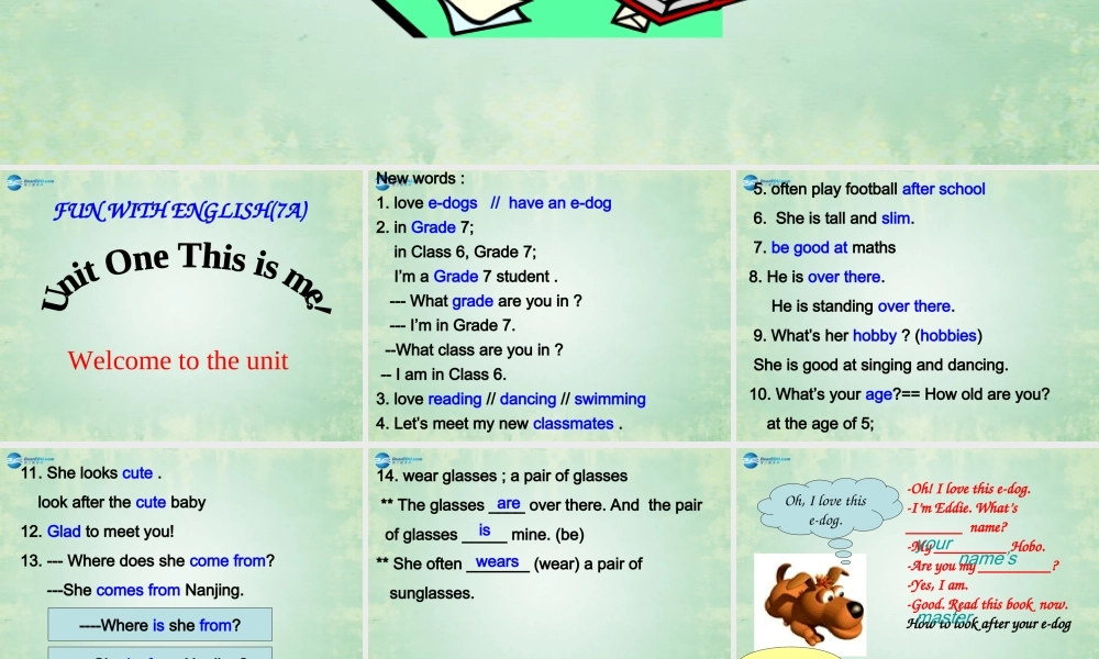 江苏省徐州市沛县杨屯中学七年级英语上册 Unit 1 This is me Welcome to the unit课件（2） .ppt