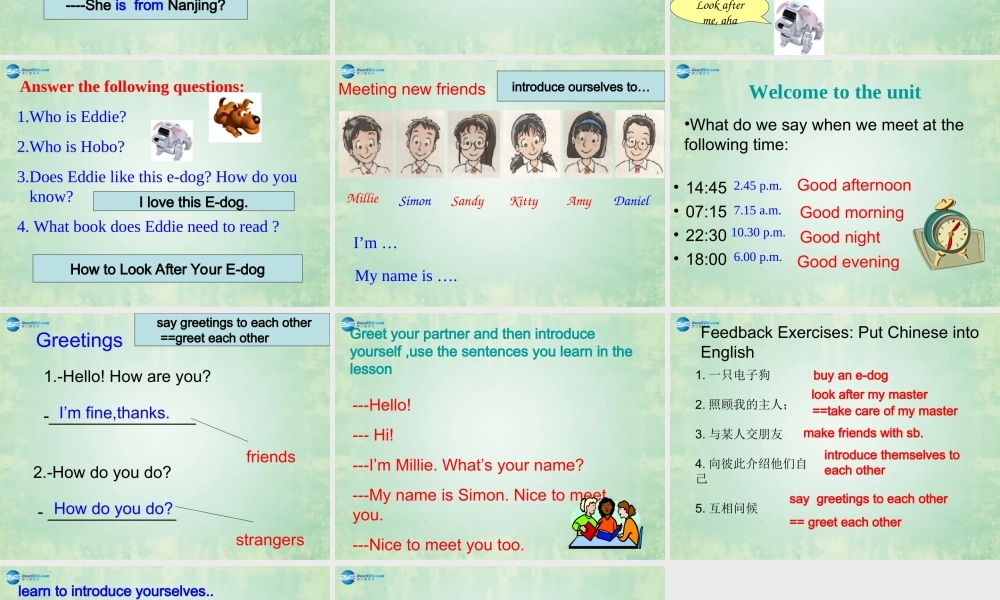 江苏省徐州市沛县杨屯中学七年级英语上册 Unit 1 This is me Welcome to the unit课件（2） .ppt