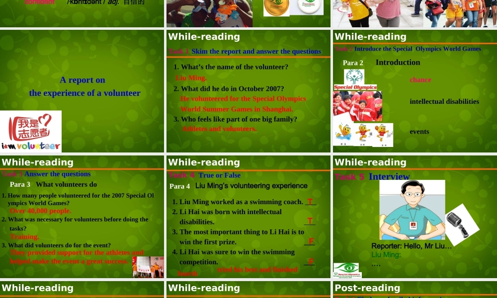 江苏省盐城市大丰市万盈第二中学八年级英语下册 Unit 6 Sunshine for all Reading 1课件 .ppt