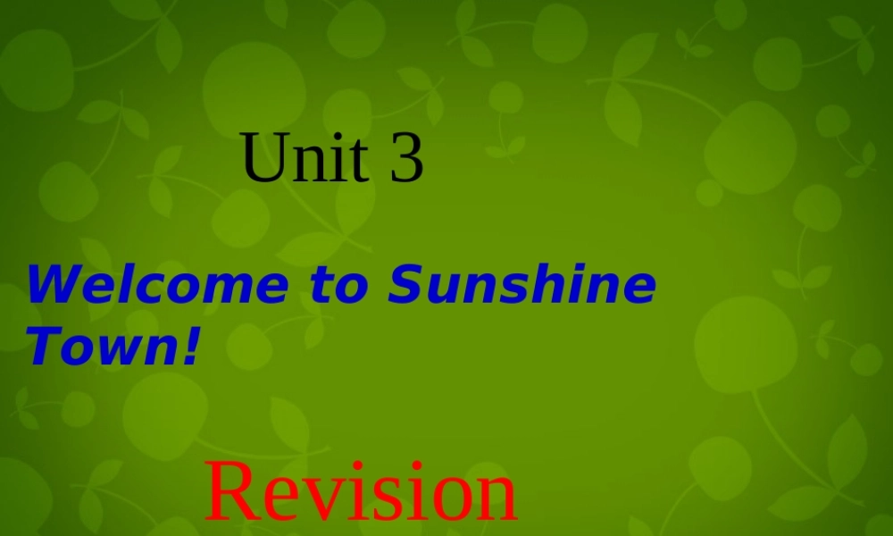 江苏省盐城市大丰市万盈第二中学七年级英语下册 Unit 3 Welcome to Sunshine Town复习课件 .ppt