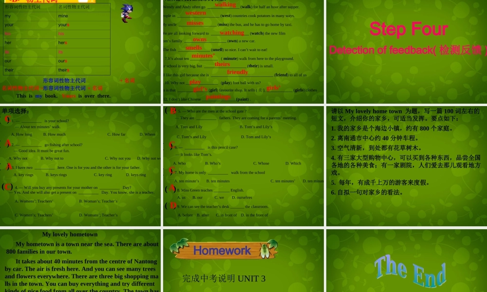 江苏省盐城市大丰市万盈第二中学七年级英语下册 Unit 3 Welcome to Sunshine Town期中复习课件 .ppt