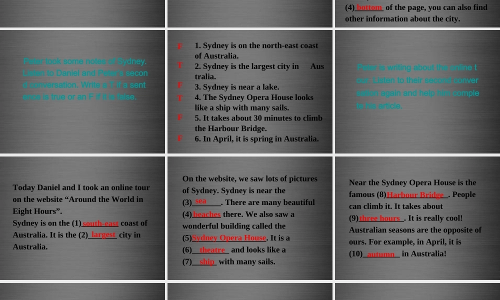 江苏省盐城市盐都县郭猛中学八年级英语下册《Unit 3 Online tours Integrated skills》课件 .ppt