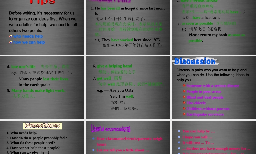 江苏省盐城市盐都县郭猛中学八年级英语下册《Unit 6 Sunshine for all task》课件 .ppt