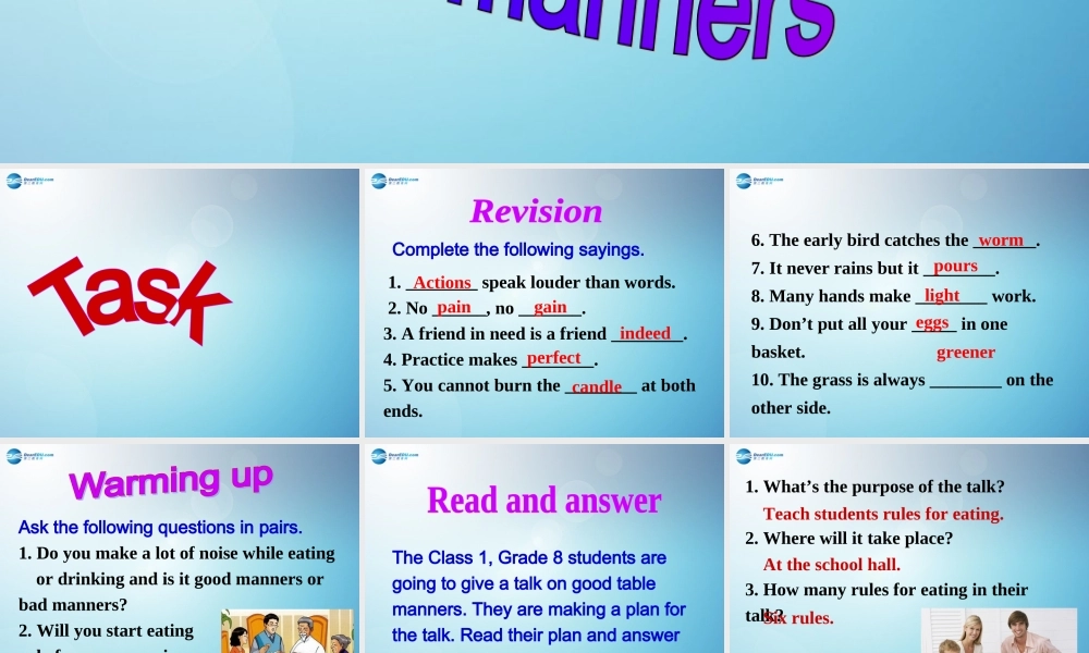 江苏省盐城市永丰初级中学八年级英语下册 Unit 5 Good manners Task课件 .ppt