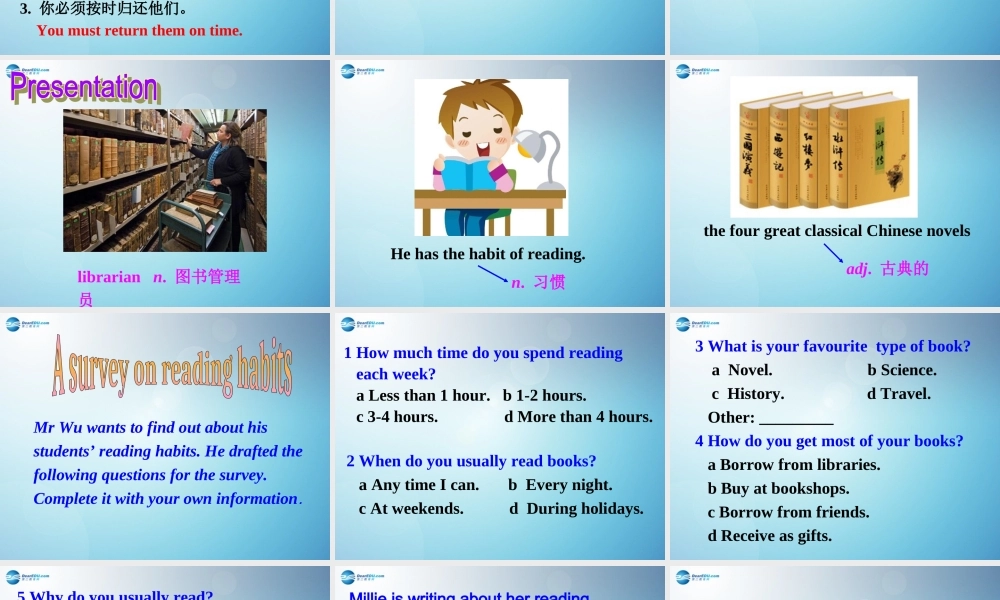 江苏省盐城市永丰初级中学八年级英语下册 Unit 4 A good read Task课件 .ppt