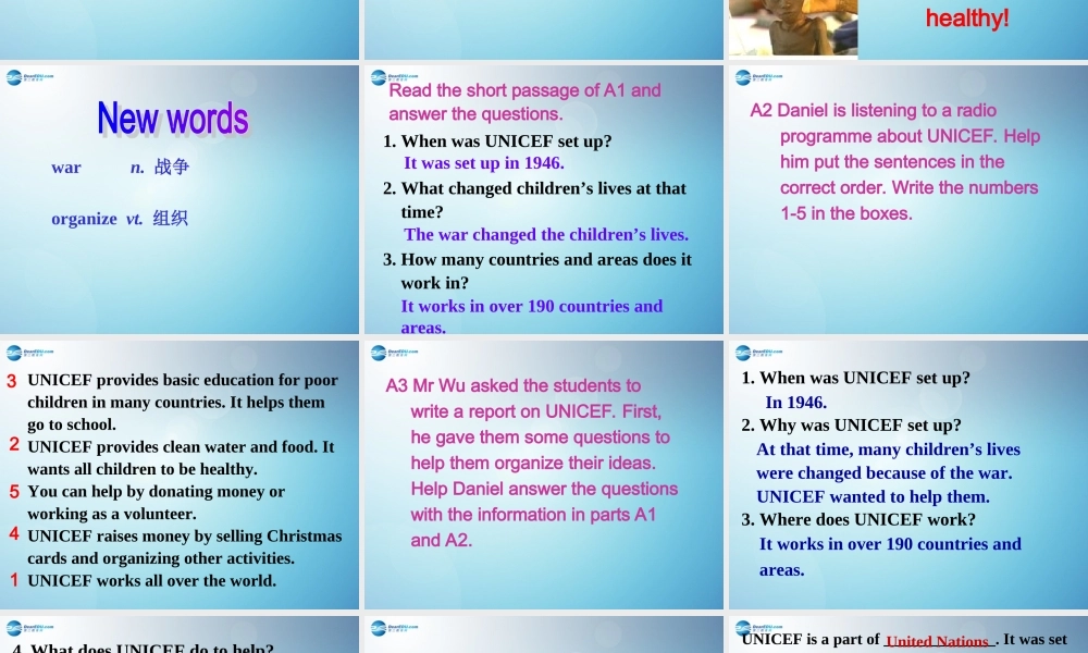 江苏省盐城市永丰初级中学八年级英语下册 Unit 7 International charities Intergrated skills课件 .ppt