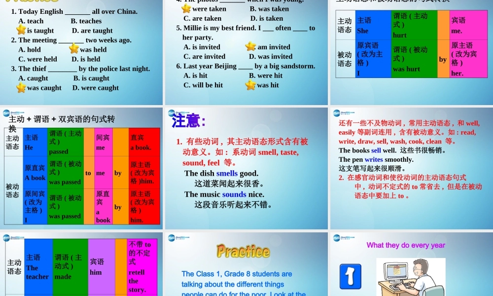 江苏省盐城市永丰初级中学八年级英语下册 Unit 7 International charities Grammar课件 .ppt