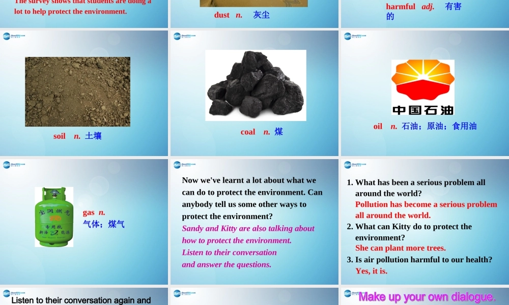 江苏省盐城市永丰初级中学八年级英语下册 Unit 8 A green world Speak up & Study skills课件 .ppt