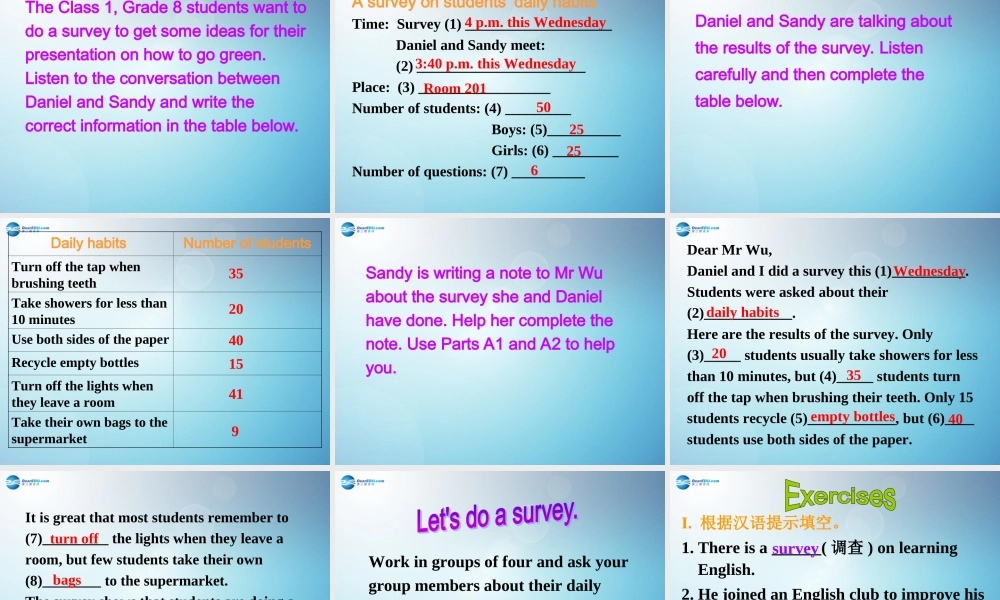 江苏省盐城市永丰初级中学八年级英语下册 Unit 8 A green world Integrated skills课件 .ppt