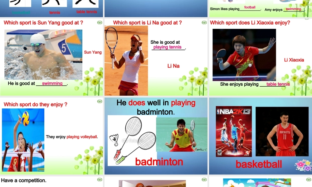 江苏省盐城市永丰初级中学七年级英语上册 Unit 2 Let’s play sports课件 .ppt