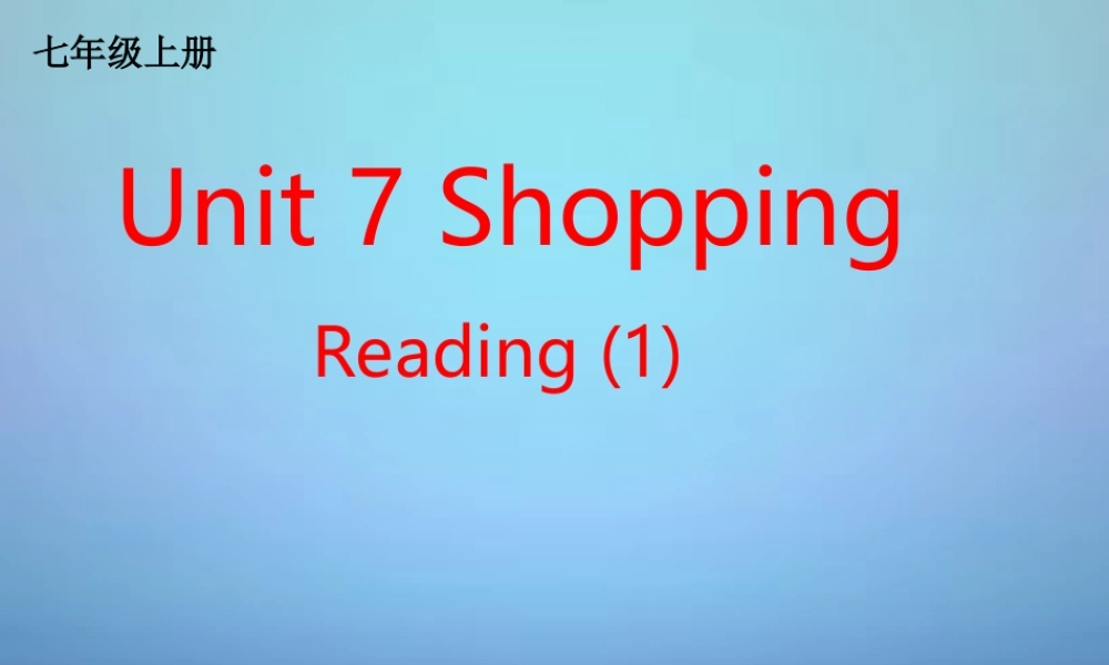 江苏省盐城市永丰初级中学七年级英语上册 Unit 7 Shopping Reading 1课件 .ppt