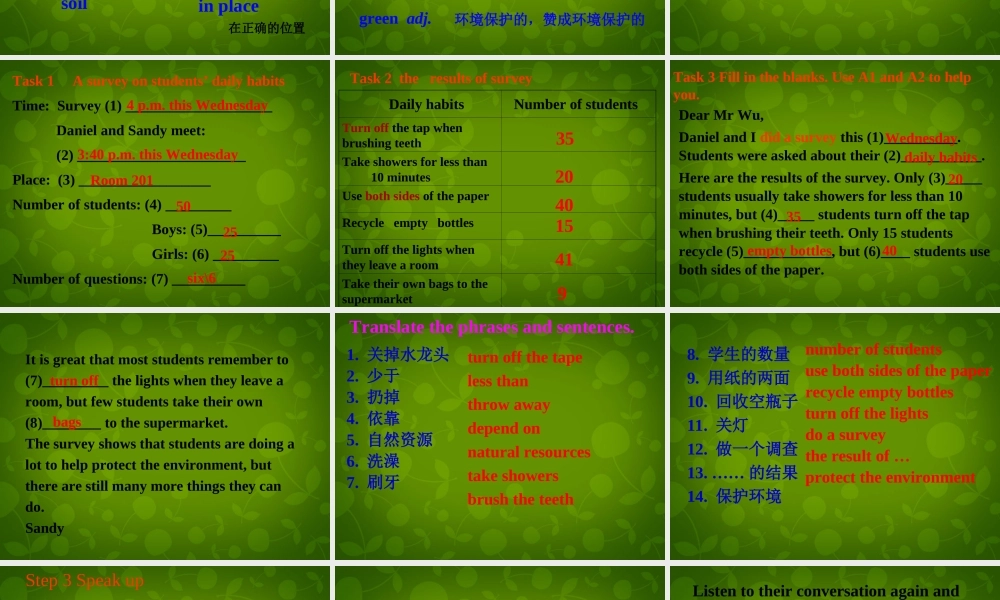 江苏省仪征市月塘中学八年级英语下册 Unit 7 How green are you Integrated skills课件 .ppt