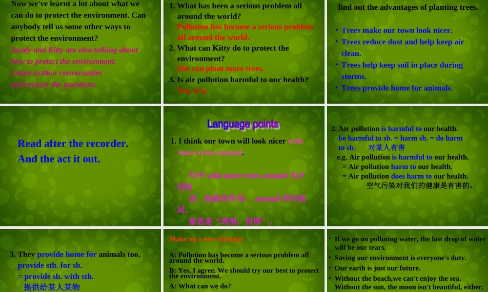 江苏省仪征市月塘中学八年级英语下册 Unit 7 How green are you Integrated skills课件 .ppt