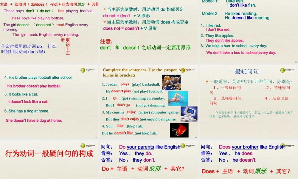 江苏省扬中市同德中学七年级英语上册 7A 一般现在时课件 .ppt