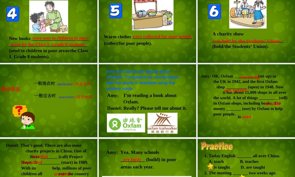 江苏省仪征市月塘中学八年级英语下册 Unit 7 Intemational charities课件1 .ppt