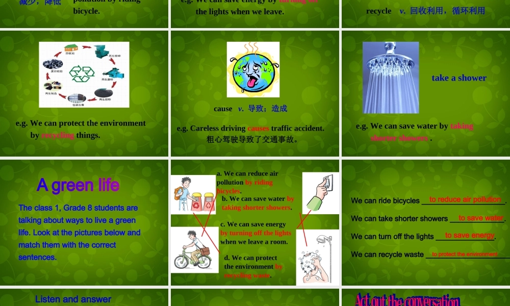 江苏省仪征市月塘中学八年级英语下册 Unit 8 A green world课件1 .ppt