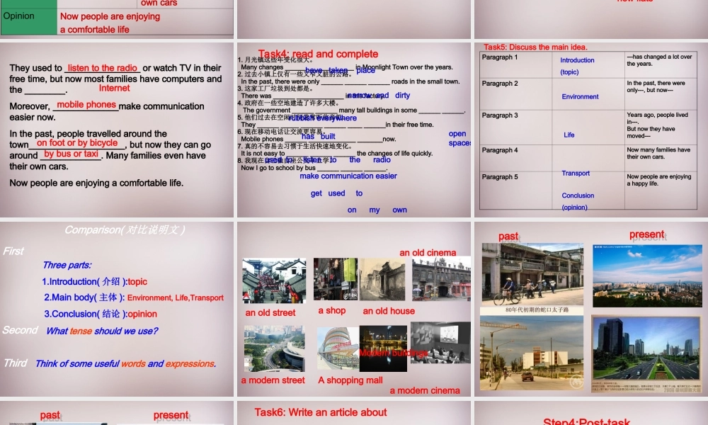 江苏省仪征市月塘中学八年级英语下册《Unit 1 Past and Present task》课件 .ppt